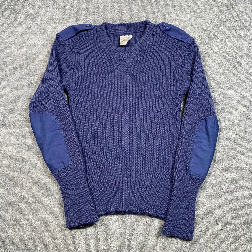 Brigade Quartermasters Woolly Pully Sweater Navy Blue Wool Military V-Neck 42